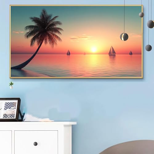 Malen Nach Zahlen Erwachsene Kokospalmen Malen Nach Zahlen XXL 90x180 Paint by Numbers Landschaft Bild DIY Set Erwachsene Basteln, Adults Kreativ Set für Zimmer Deko, Herbstdeko, Weihnachtsdeko Q6-434 von Weoqion