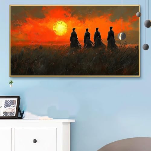 Malen Nach Zahlen Erwachsene Krieger Malen Nach Zahlen XXL 100x200 cm Paint by Numbers Japan Bild DIY Set Erwachsene Basteln, Adults Kreativ Set für Zimmer Deko, Herbstdeko, Weihnachtsdeko Q6-792 von Weoqion