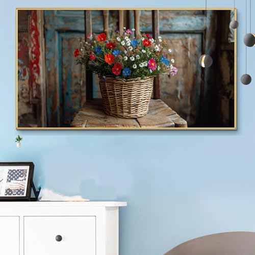 Malen Nach Zahlen Erwachsene Landschaft Malen Nach Zahlen XXL 40x80CM Paint by Numbers Blumenkorb Bild DIY Set Erwachsene Basteln, Adults Kreativ Set für Zimmer Deko, Herbstdeko, Weihnachtsdeko Q6-138 von Weoqion