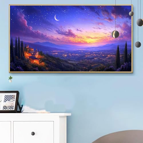 Malen Nach Zahlen Erwachsene Landschaft Malen Nach Zahlen XXL 60x120cm Paint by Numbers Himmel Bild DIY Set Erwachsene Basteln, Adults Kreativ Set für Zimmer Deko, Herbstdeko, Weihnachtsdeko Q6-826 von Weoqion