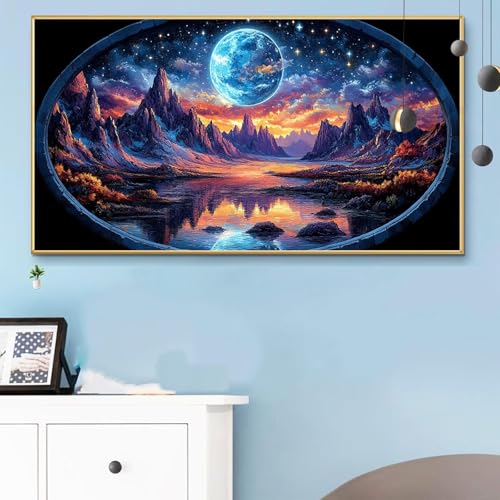 Malen Nach Zahlen Erwachsene Landschaft Malen Nach Zahlen XXL 80x160cm Paint by Numbers Fantasy Bild DIY Set Erwachsene Basteln, Adults Kreativ Set für Zimmer Deko, Herbstdeko, Weihnachtsdeko Q6-256 von Weoqion