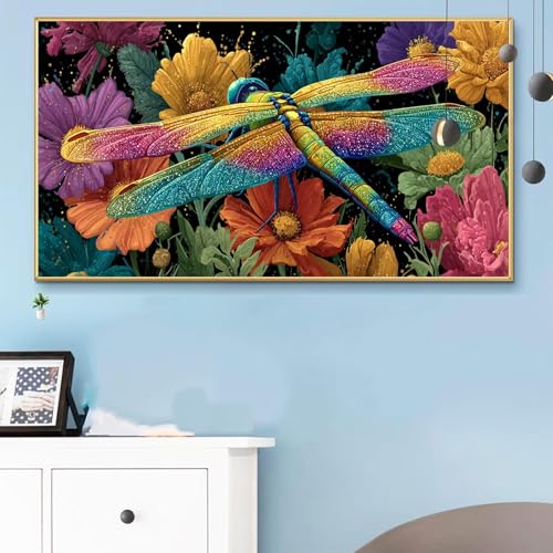 Malen Nach Zahlen Erwachsene Libelle Malen Nach Zahlen XXL 40x80cm Paint by Numbers Tiere Bild DIY Set Erwachsene Basteln, Adults Kreativ Set für Zimmer Deko,Herbstdeko,Weihnachtsdeko Geschenke Q6-706 von Weoqion