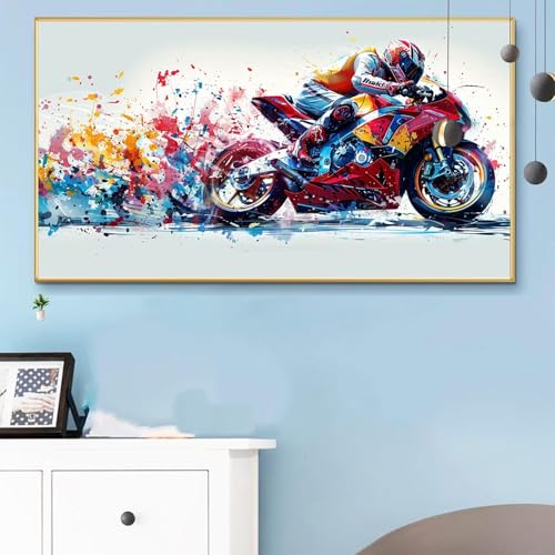 Malen Nach Zahlen Erwachsene Mann Malen Nach Zahlen XXL 50x100 Paint by Numbers Motorrad Bild DIY Set Erwachsene Basteln, Adults Kreativ Set für Zimmer Deko, Herbstdeko,Weihnachtsdeko Geschenke Q6-514 von Weoqion