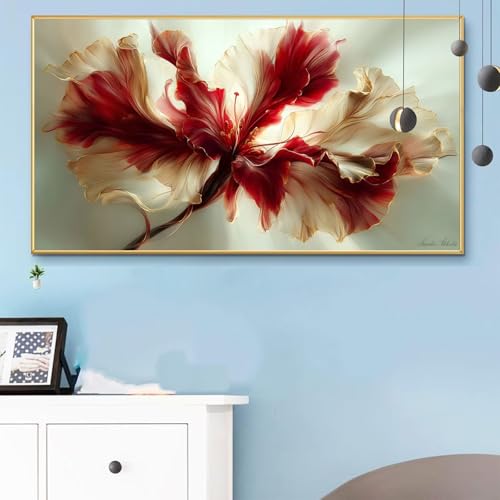 Malen Nach Zahlen Erwachsene Modern Malen Nach Zahlen XXL 50x100CM Paint by Numbers Blume Bild DIY Set Erwachsene Basteln, Adults Kreativ Set für Zimmer Deko,Herbstdeko,Weihnachtsdeko Geschenke Q6-388 von Weoqion