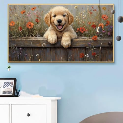 Malen Nach Zahlen Erwachsene Niedlich Malen Nach Zahlen XXL 80x160 CM Paint by Numbers Hund Bild DIY Set Erwachsene Basteln, Adults Kreativ Set für Zimmer Deko, Herbstdeko, Männer Geschenke Q6-370 von Weoqion
