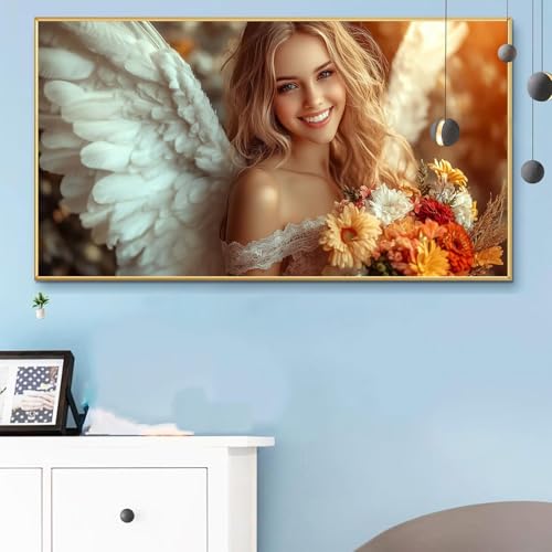 Malen Nach Zahlen Erwachsene Niedlich Malen Nach Zahlen XXL 80x160 cm Paint by Numbers Engel Bild DIY Set Erwachsene Basteln, Adults Kreativ Set für Zimmer Deko, Herbstdeko, Weihnachtsdeko Q6-212 von Weoqion