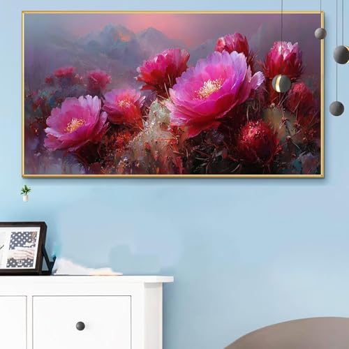 Malen Nach Zahlen Erwachsene Rosa Malen Nach Zahlen XXL 40x80 CM Paint by Numbers Pfingstrose Bild DIY Set Erwachsene Basteln, Adults Kreativ Set für Zimmer Deko, Herbstdeko, Weihnachtsdeko Q6-530 von Weoqion