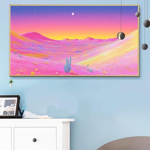 Malen Nach Zahlen Erwachsene Rosa Malen Nach Zahlen XXL 50x100 cm Paint by Numbers Wüste Bild DIY Set Erwachsene Basteln, Adults Kreativ Set für Zimmer Deko, Herbstdeko,Weihnachtsdeko Geschenke Q6-702 von Weoqion