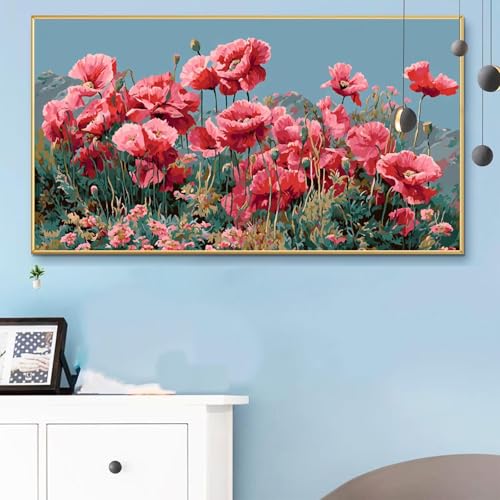 Malen Nach Zahlen Erwachsene Rosa Malen Nach Zahlen XXL 90x180cm Paint by Numbers Blume Bild DIY Set Erwachsene Basteln, Adults Kreativ Set für Zimmer Deko, Herbstdeko, Weihnachtsdeko Geschenke Q6-606 von Weoqion