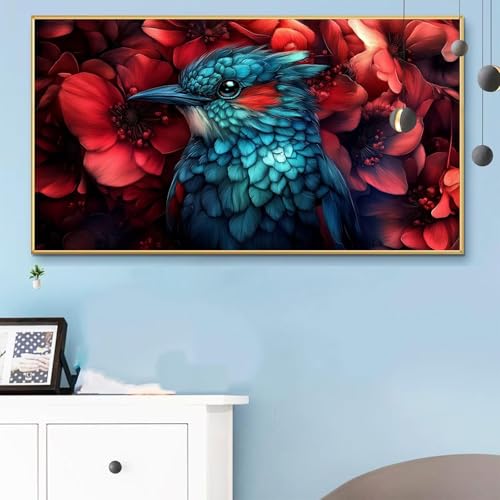 Malen Nach Zahlen Erwachsene Rot Malen Nach Zahlen XXL 60x120cm Paint by Numbers Vogel Bild DIY Set Erwachsene Basteln, Adults Kreativ Set für Zimmer Deko, Herbstdeko, Weihnachtsdeko Geschenke Q6-276 von Weoqion
