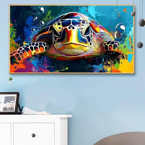Malen Nach Zahlen Erwachsene Schildkröte Malen Nach Zahlen XXL 40x90cm Paint by Numbers Niedlich Bild DIY Set Erwachsene Basteln, Adults Kreativ Set für Zimmer Deko, Herbstdeko, Weihnachtsdeko Q6-506 von Weoqion
