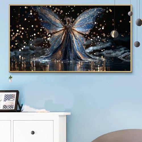 Malen Nach Zahlen Erwachsene Schmetterling Malen Nach Zahlen XXL 40x80 cm Paint by Numbers Schwarz Bild DIY Set Erwachsene Basteln, Adults Kreativ Set für Zimmer Deko, Herbstdeko,Weihnachtsdeko Q6-172 von Weoqion