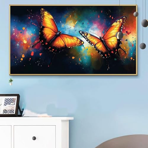 Malen Nach Zahlen Erwachsene Schmetterling Malen Nach Zahlen XXL 60x120 cm Paint by Numbers Tiere Bild DIY Set Erwachsene Basteln, Adults Kreativ Set für Zimmer Deko, Herbstdeko, Weihnachtsdeko Q6-12 von Weoqion
