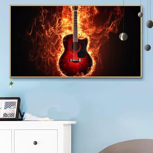 Malen Nach Zahlen Erwachsene Schwarz Malen Nach Zahlen XXL 70x140 CM Paint by Numbers Gitarre Bild DIY Set Erwachsene Basteln, Adults Kreativ Set für Zimmer Deko, Herbstdeko, Weihnachtsdeko Q6-610 von Weoqion