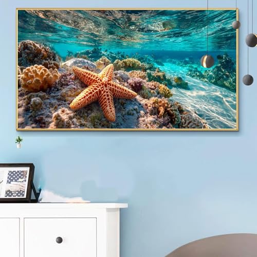 Malen Nach Zahlen Erwachsene Seestern Malen Nach Zahlen XXL 100x200CM Paint by Numbers Tiere Bild DIY Set Erwachsene Basteln, Adults Kreativ Set für Zimmer Deko, Herbstdeko, Weihnachtsdeko Q6-508 von Weoqion