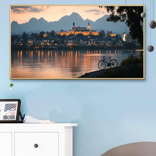 Malen Nach Zahlen Erwachsene Stadt Malen Nach Zahlen XXL 100x200 CM Paint by Numbers Architektur Bild DIY Set Erwachsene Basteln, Adults Kreativ Set für Zimmer Deko, Herbstdeko, Weihnachtsdeko Q6-200 von Weoqion