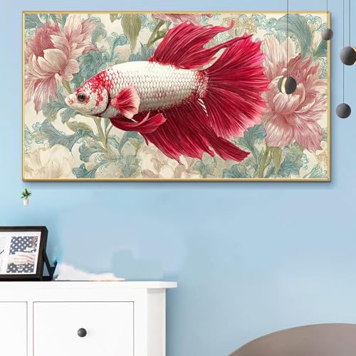 Malen Nach Zahlen Erwachsene Tiere Malen Nach Zahlen XXL 100x200 Paint by Numbers Fisch Bild DIY Set Erwachsene Basteln, Adults Kreativ Set für Zimmer Deko, Herbstdeko, Weihnachtsdeko Geschenke Q6-64 von Weoqion
