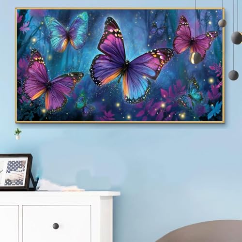 Malen Nach Zahlen Erwachsene Tiere Malen Nach Zahlen XXL 40x80 Paint by Numbers Schmetterling Bild DIY Set Erwachsene Basteln, Adults Kreativ Set für Zimmer Deko, Herbstdeko, Weihnachtsdeko Q6-54 von Weoqion