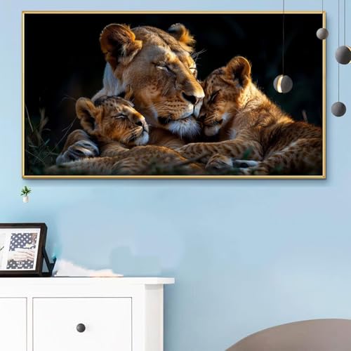 Malen Nach Zahlen Erwachsene Tiere Malen Nach Zahlen XXL 50x100cm Paint by Numbers Löwe Bild DIY Set Erwachsene Basteln, Adults Kreativ Set für Zimmer Deko, Herbstdeko, Weihnachtsdeko Geschenke Q6-856 von Weoqion
