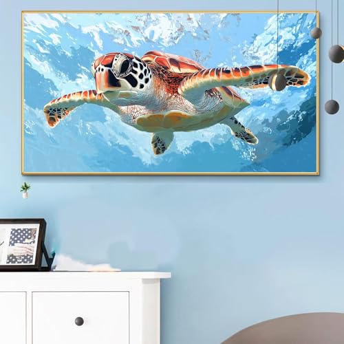 Malen Nach Zahlen Erwachsene Tiere Malen Nach Zahlen XXL 80x160 cm Paint by Numbers Schildkröte Bild DIY Set Erwachsene Basteln, Adults Kreativ Set für Zimmer Deko, Herbstdeko, Weihnachtsdeko Q6-902 von Weoqion