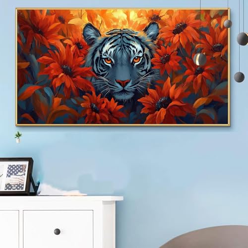 Malen Nach Zahlen Erwachsene Tiger Malen Nach Zahlen XXL 60x120 Paint by Numbers Anlage Bild DIY Set Erwachsene Basteln, Adults Kreativ Set für Zimmer Deko, Herbstdeko, Weihnachtsdeko Geschenke Q6-194 von Weoqion