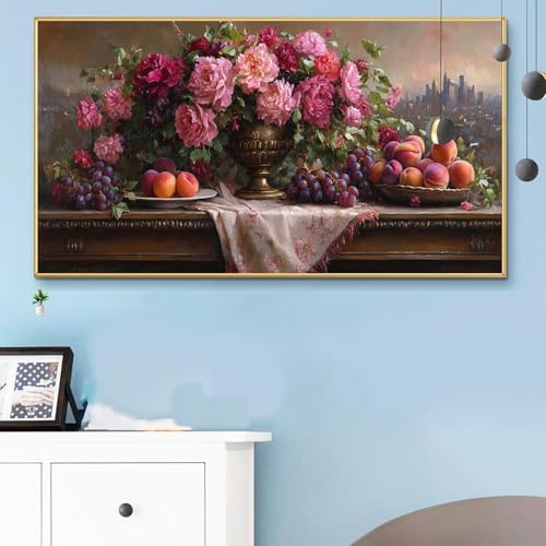 Malen Nach Zahlen Erwachsene Tisch Malen Nach Zahlen XXL 60x120 Paint by Numbers Blume Bild DIY Set Erwachsene Basteln, Adults Kreativ Set für Zimmer Deko, Herbstdeko, Weihnachtsdeko Geschenke Q6-824 von Weoqion