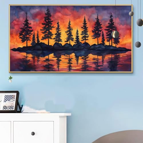 Malen Nach Zahlen Erwachsene Weihnachten Malen Nach Zahlen XXL 40x90CM Paint by Numbers Baum Bild DIY Set Erwachsene Basteln, Adults Kreativ Set für Zimmer Deko, Herbstdeko, Männer Geschenke Q6-48 von Weoqion