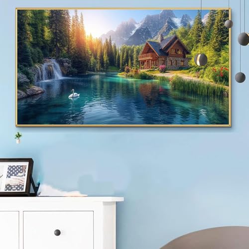 Malen Nach Zahlen Erwachsene Weihnachten Malen Nach Zahlen XXL 60x120CM Paint by Numbers See Bild DIY Set Erwachsene Basteln, Adults Kreativ Set für Zimmer Deko, Herbstdeko, Weihnachtsdeko Q6-188 von Weoqion