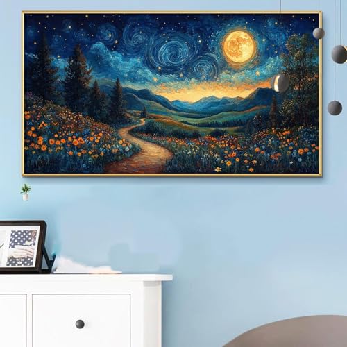 Malen Nach Zahlen Erwachsene Weihnachten Malen Nach Zahlen XXL 90x180cm Paint by Numbers Landschaft Bild DIY Set Erwachsene Basteln, Adults Kreativ Set für Zimmer Deko, Herbstdeko,Weihnachtsdeko Q6-96 von Weoqion