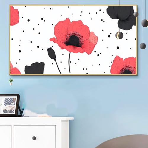 Malen Nach Zahlen Erwachsene Weiß Malen Nach Zahlen XXL 50x100cm Paint by Numbers Blume Bild DIY Set Erwachsene Basteln, Adults Kreativ Set für Zimmer Deko, Herbstdeko, Weihnachtsdeko Geschenke Q6-946 von Weoqion