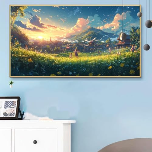 Malen Nach Zahlen Erwachsene Wiese Malen Nach Zahlen XXL 80x160 Paint by Numbers Berg Bild DIY Set Erwachsene Basteln, Adults Kreativ Set für Zimmer Deko, Herbstdeko, Weihnachtsdeko Geschenke Q6-364 von Weoqion