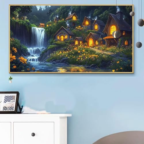 Malen Nach Zahlen Fallen, Malen Nach Zahlen Erwachsene Kabine Paint by Numbers Handgemalt Ölgemälde Kit für Anfänger mit Pinseln und Acrylfarben, Halloween Deko Wohnzimmer, Geschenke 40x80CM Q6-553 von Weoqion