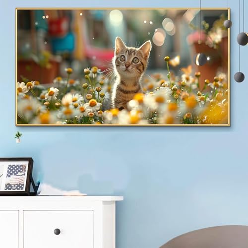 Malen Nach Zahlen Fantasy, Malen Nach Zahlen Erwachsene Katze Paint by Numbers Handgemalt Ölgemälde Kit für Anfänger mit Pinseln und Acrylfarben, Halloween Deko Wohnzimmer, Geschenke 70x140cm Q6-321 von Weoqion