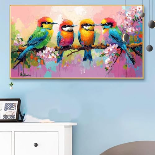 Malen Nach Zahlen Farbe, Malen Nach Zahlen Erwachsene Vogel Paint by Numbers Handgemalt Ölgemälde Kit für Anfänger mit Pinseln und Acrylfarben, Halloween Deko Wohnzimmer,Frauen Geschenke 40x80 Q6-889 von Weoqion