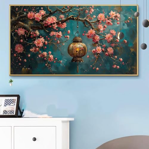 Malen Nach Zahlen Filialen, Malen Nach Zahlen Erwachsene Laterne Paint by Numbers Handgemalt Ölgemälde Kit für Anfänger mit Pinseln und Acrylfarben,Halloween Deko Wohnzimmer,Geschenke 40x80 cm Q6-787 von Weoqion