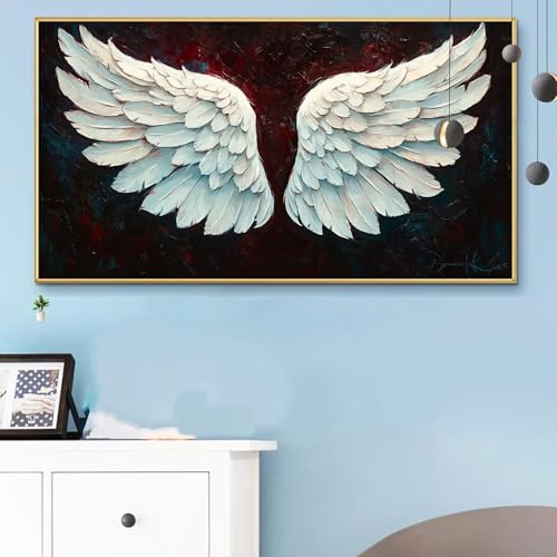 Malen Nach Zahlen Flügel, Malen Nach Zahlen Erwachsene Landschaft Paint by Numbers Handgemalt Ölgemälde Kit für Anfänger mit Pinseln Acrylfarben, Halloween Deko Wohnzimmer, Geschenke 90x180 CM Q6-945 von Weoqion