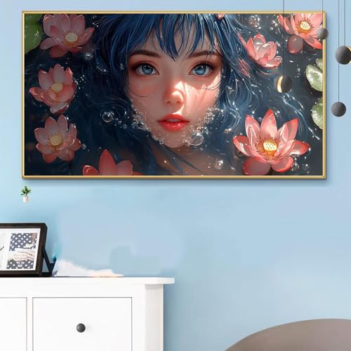 Malen Nach Zahlen Frau, Malen Nach Zahlen Erwachsene Karikatur Paint by Numbers Handgemalt Ölgemälde Kit für Anfänger mit Pinseln und Acrylfarben, Halloween Deko Wohnzimmer, Geschenke 40x90 Q6-179 von Weoqion