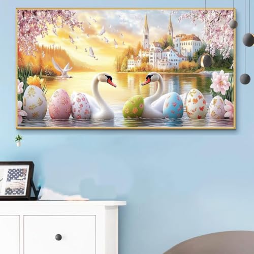 Malen Nach Zahlen Gans, Malen Nach Zahlen Erwachsene Osterei Paint by Numbers Handgemalt Ölgemälde Kit für Anfänger mit Pinseln und Acrylfarben, Halloween Deko Wohnzimmer, Geschenke 50x100CM Q6-783 von Weoqion