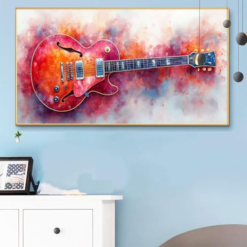 Malen Nach Zahlen Gitarre, Malen Nach Zahlen Erwachsene Bunt Paint by Numbers Handgemalt Ölgemälde Kit für Anfänger mit Pinseln und Acrylfarben, Halloween Deko Wohnzimmer, Geschenke 70x140CM Q6-343 von Weoqion
