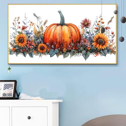 Malen Nach Zahlen Halloween, Malen Nach Zahlen Erwachsene Kürbis Paint by Numbers Handgemalt Ölgemälde Kit für Anfänger mit Pinseln und Acrylfarben,Halloween Deko Wohnzimmer,Geschenke 60x120cm Q6-991 von Weoqion
