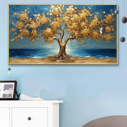 Malen Nach Zahlen Herbst, Malen Nach Zahlen Erwachsene Baum Paint by Numbers Handgemalt Ölgemälde Kit für Anfänger mit Pinseln und Acrylfarben, Halloween Deko Wohnzimmer, Geschenke 60x120CM Q6-793 von Weoqion