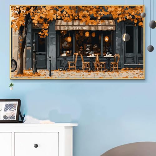 Malen Nach Zahlen Herbst, Malen Nach Zahlen Erwachsene Baum Paint by Numbers Handgemalt Ölgemälde Kit für Anfänger mit Pinseln und Acrylfarben, Halloween Deko Wohnzimmer,Frauen Geschenke 90x180 Q6-269 von Weoqion