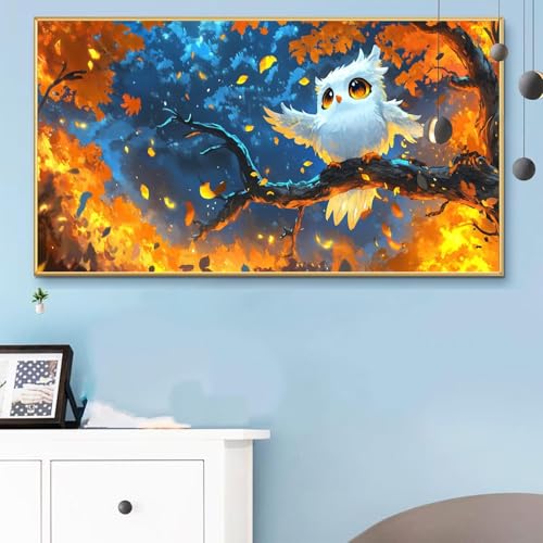 Malen Nach Zahlen Herbst, Malen Nach Zahlen Erwachsene Vogel Paint by Numbers Handgemalt Ölgemälde Kit für Anfänger mit Pinseln und Acrylfarben, Halloween Deko Wohnzimmer, Geschenke 60x120cm Q6-801 von Weoqion