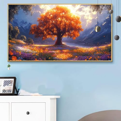 Malen Nach Zahlen Herbst, Malen Nach Zahlen Erwachsene Weihnachten Paint by Numbers Handgemalt Ölgemälde Kit für Anfänger mit Pinseln Acrylfarben, Halloween Deko Wohnzimmer, Geschenke 50x100 CM Q6-995 von Weoqion