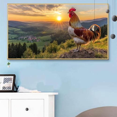Malen Nach Zahlen Huhn, Malen Nach Zahlen Erwachsene Sonnenuntergang Paint by Numbers Handgemalt Ölgemälde Kit für Anfänger mit Pinseln und Acrylfarben,Halloween Deko Wohnzimmer,Geschenke 40x80 Q6-959 von Weoqion