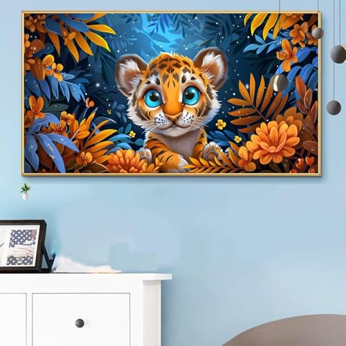 Malen Nach Zahlen Leopard, Malen Nach Zahlen Erwachsene Tiere Paint by Numbers Handgemalt Ölgemälde Kit für Anfänger mit Pinseln und Acrylfarben, Halloween Deko Wohnzimmer, Geschenke 80x160CM Q6-313 von Weoqion
