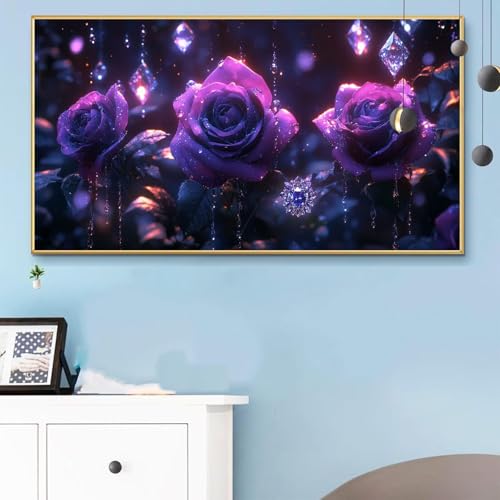 Malen Nach Zahlen Lila, Malen Nach Zahlen Erwachsene Rose Paint by Numbers Handgemalt Ölgemälde Kit für Anfänger mit Pinseln und Acrylfarben, Halloween Deko Wohnzimmer,Frauen Geschenke 60x120CM Q6-923 von Weoqion