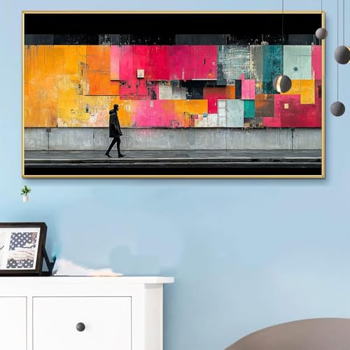Malen Nach Zahlen Mann, Malen Nach Zahlen Erwachsene Straße Paint by Numbers Handgemalt Ölgemälde Kit für Anfänger mit Pinseln und Acrylfarben, Halloween Deko Wohnzimmer,Frauen Geschenke 80x160 Q6-349 von Weoqion