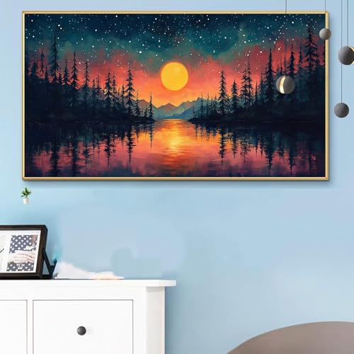 Malen Nach Zahlen Mond, Malen Nach Zahlen Erwachsene Weihnachten Paint by Numbers Handgemalt Ölgemälde Kit für Anfänger mit Pinseln und Acrylfarben,Halloween Deko Wohnzimmer,Geschenke 100x200CM Q6-873 von Weoqion