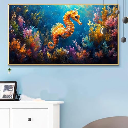 Malen Nach Zahlen Natur, Malen Nach Zahlen Erwachsene Nilpferd Paint by Numbers Handgemalt Ölgemälde Kit für Anfänger mit Pinseln und Acrylfarben, Halloween Deko Wohnzimmer, Geschenke 40x90 Q6-989 von Weoqion